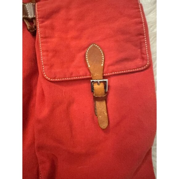 Vintage Ralph Lauren Cotton and Leather Red Backpack Shoulder Bag-AS IS main image 12